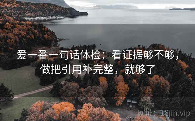 爱一番一句话体检:看证据够不够,做把引用补完整,就够了 爱一番一句话体检:看证据够不够,做把引用补完整,就够了