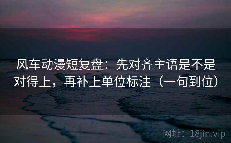 风车动漫短复盘：先对齐主语是不是对得上，再补上单位标注（一句到位）