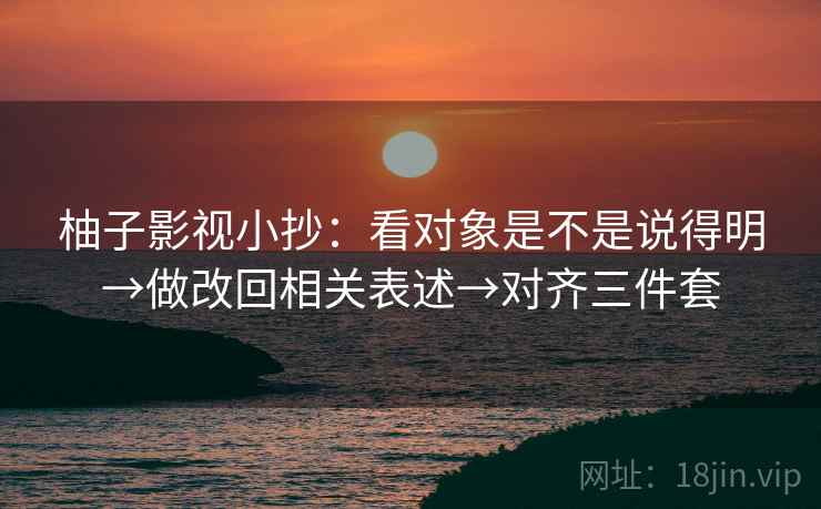 柚子影视小抄：看对象是不是说得明→做改回相关表述→对齐三件套